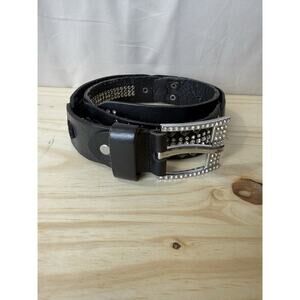 Daytrip Belt Black Genuine Leather Women’s M Rhinestones & Studded Bling